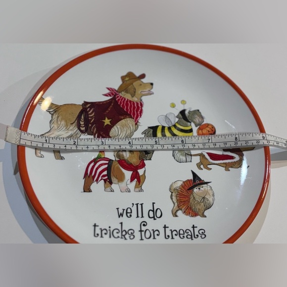 Pier 1 Imports Halloween Holiday Dog Design 9 Inch Plate Trick or Treat - Picture 4 of 6